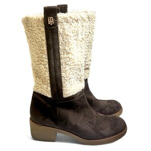 Tommy Hilfiger Brown and Cream Winter Boots